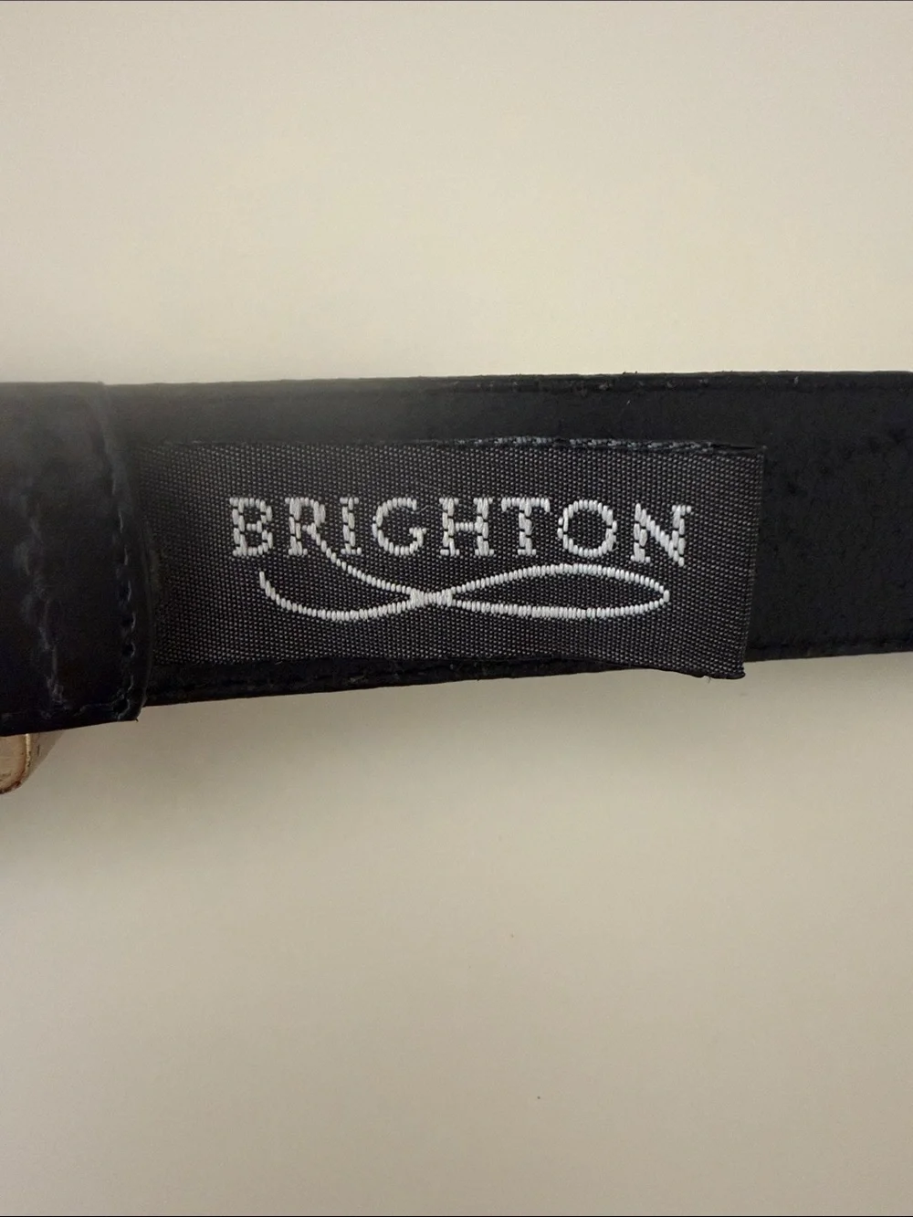 Brighton Leather Belt with Heart and Bow Buckle Black and Silver Vintage Size M
